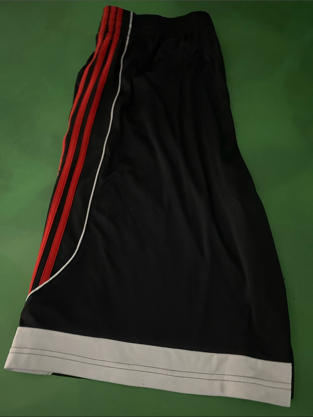adidas Men’s Black Athletic Shorts with Red Stripes - Picture 2 of 4